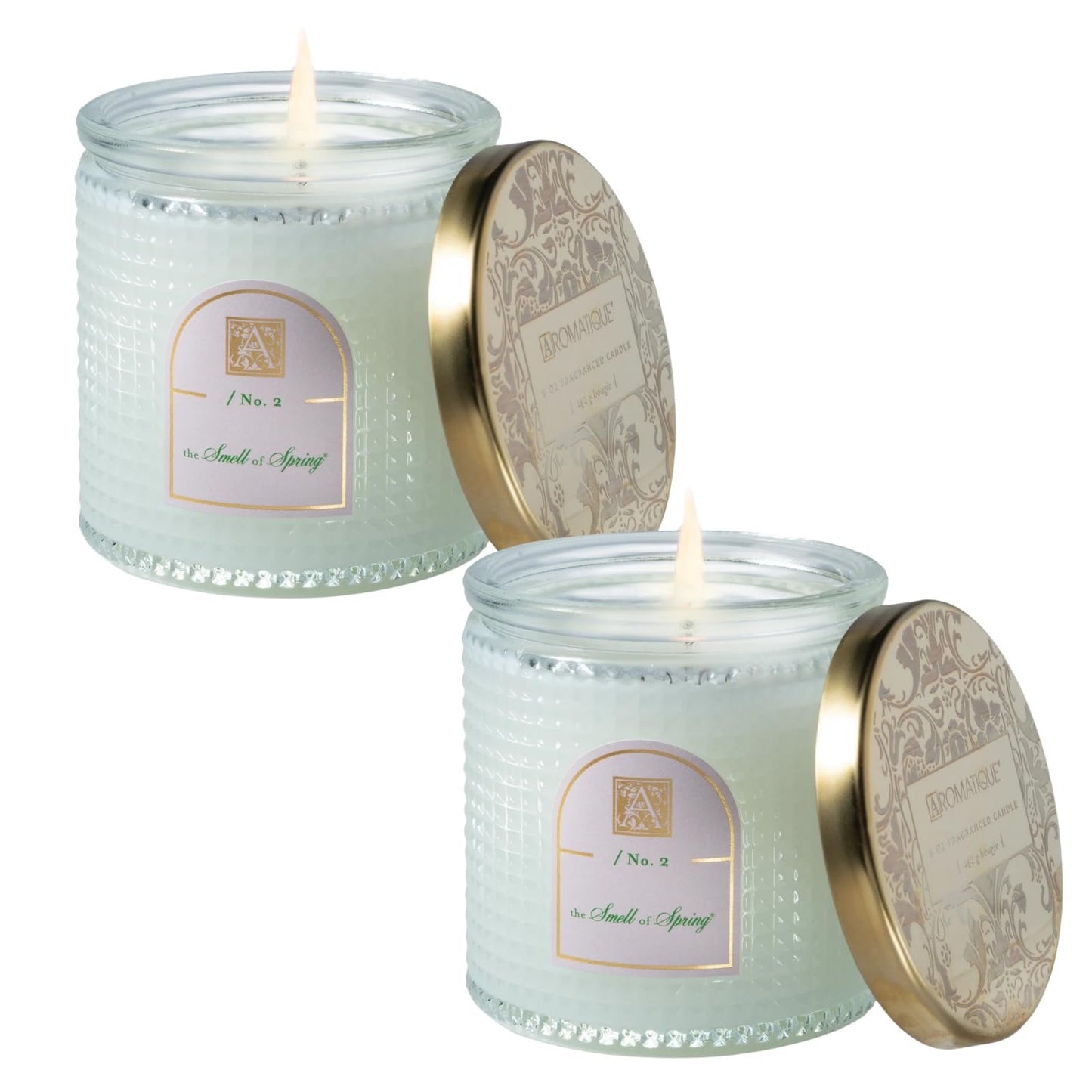 Aromatique Smell of Spring Set of 2 Textured Glass Scented Jar Candle