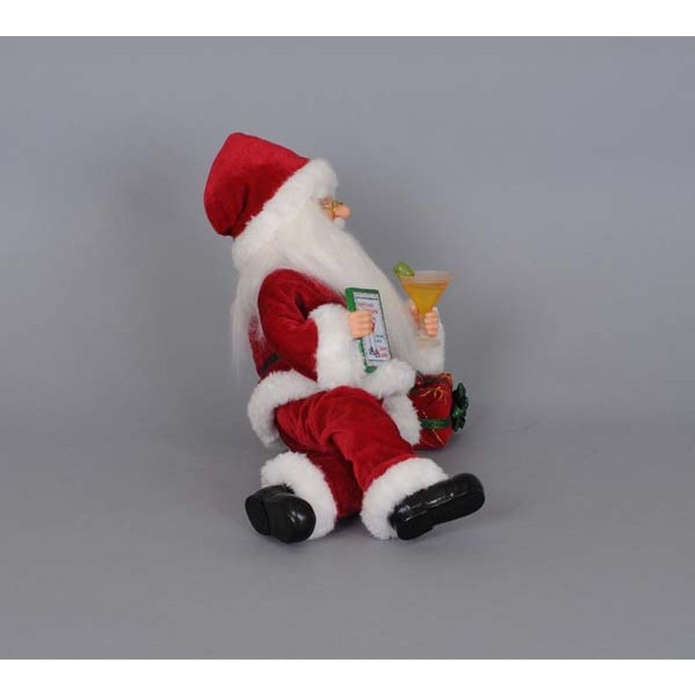 Karen Didion Originals Martini Mixer Santa Figurine, 12 Inches - Handmade Christmas Holiday Home Decorations and Collectibles