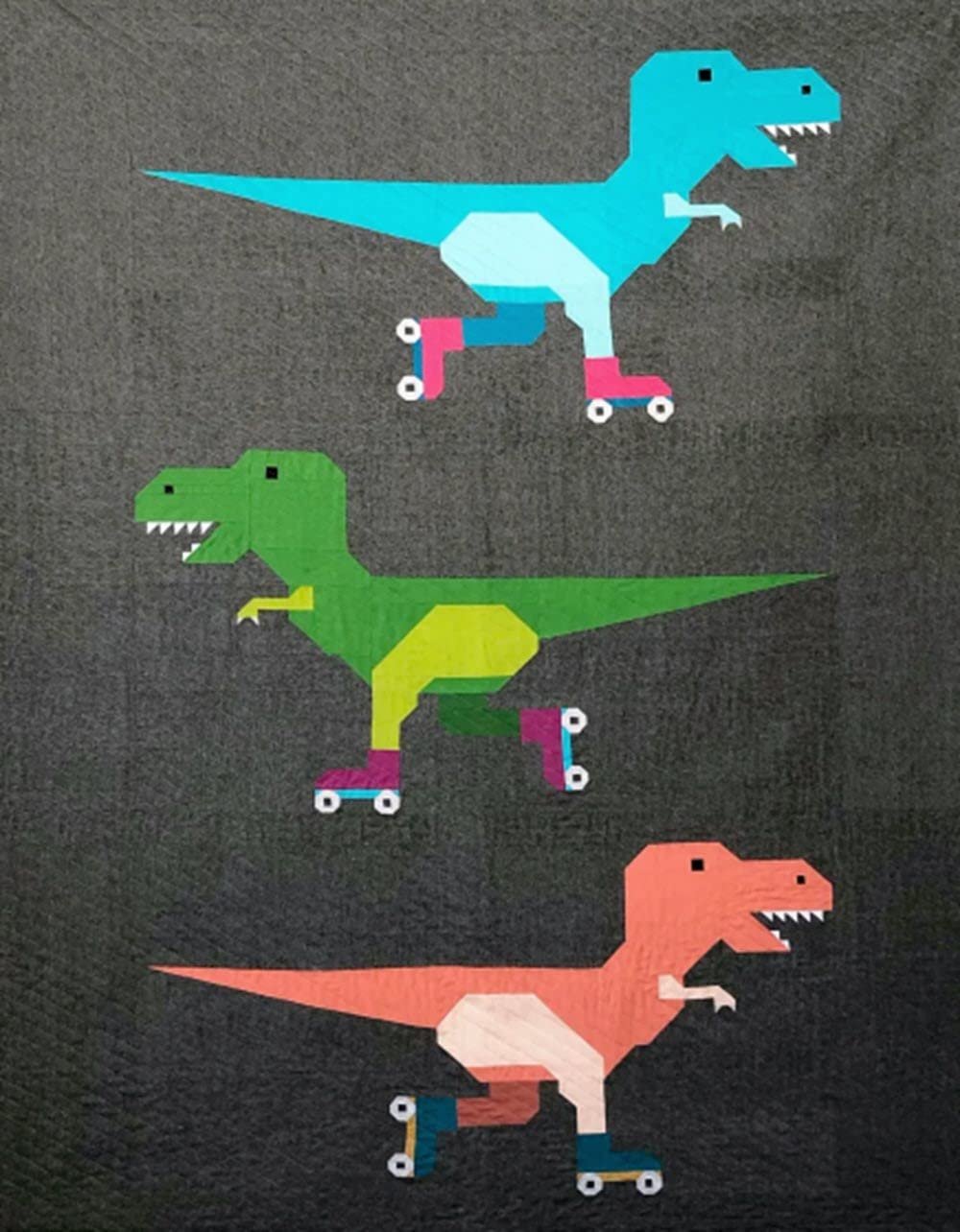 Art East Quilting Co Dinorama-T-rex on Roller Skates Quilt Sewing Pattern