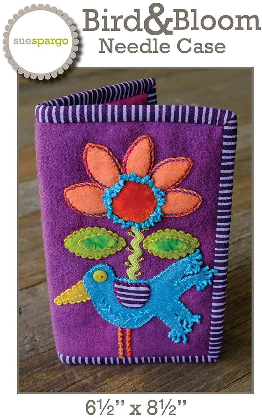 Bird & Bloom Needle Case pattern by Sue Spargo - Wool Applique Project, 6.5" x 8.5"