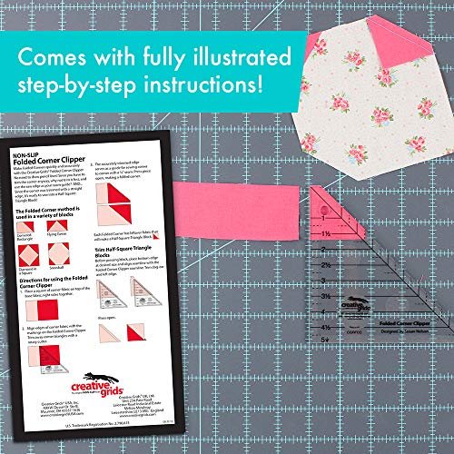 Creative Grids Folded Corner Clipper Quilt Tool – CGRFCC – Made in USA, 5in x 5in, Non-Slip Grip Acrylic Quilting, Sewing, Crafting, Patchwork Ruler & Template