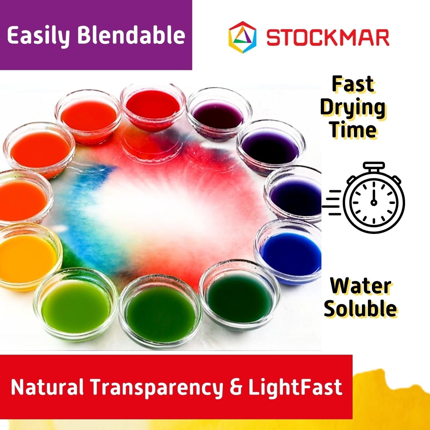 Stockmar Watercolor Paint- 6 Set, Washable Paint for Kids, Homeschoolers & Students, Waldorf Art Supplies (6 Bottles, 20 mL each)