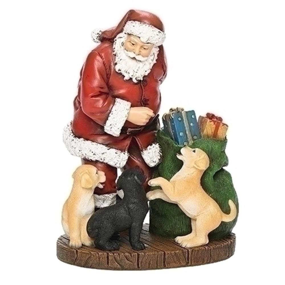 Roman Joeseph's Studio 7" H Santa with Puppies and Presents Figure, Christmas Decoration