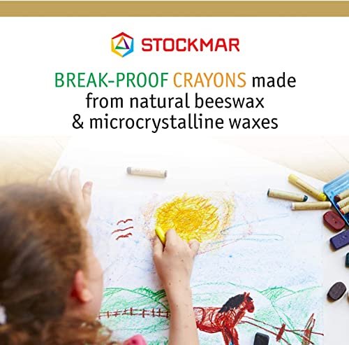 Stockmar 32000 Pure Beeswax Wax Crayons 16 Bright Colours with Scraper, Packed in Handy Tin Case, Ideal for Painting for Kids