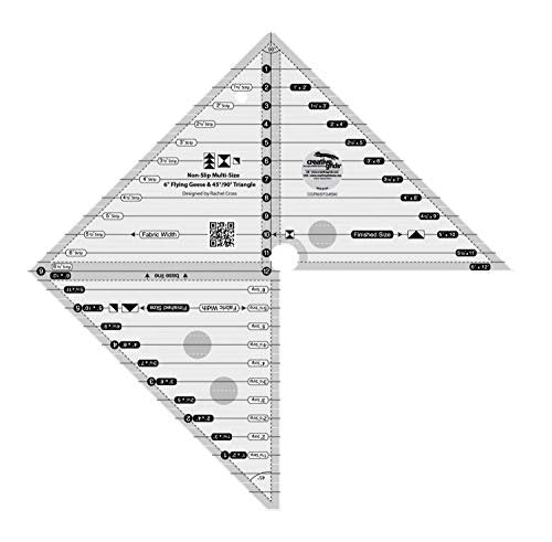 Creative Grids 6in Flying Geese & 45 90 Degree Triangle Quilt Ruler - CGRMSFG4590