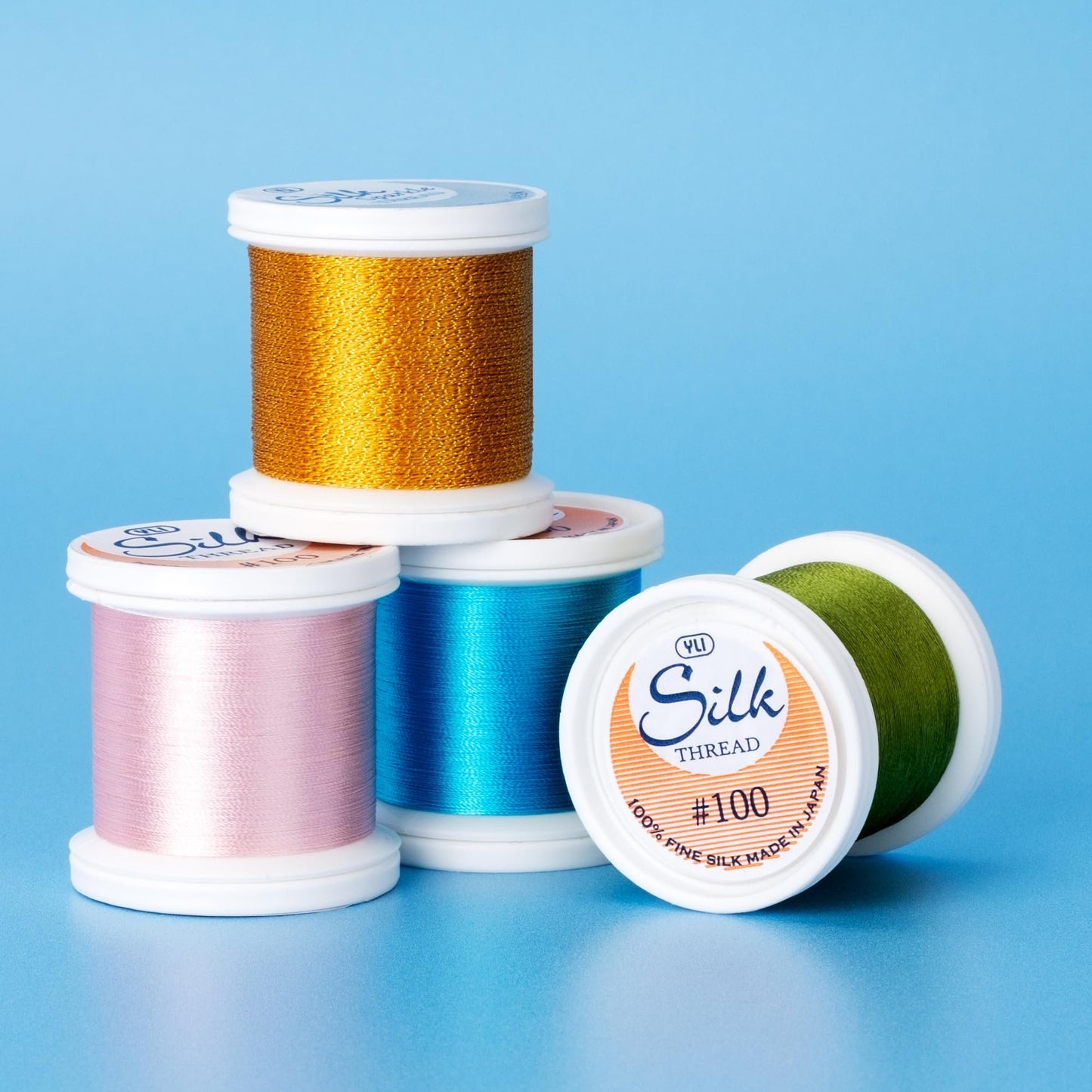 YLI Threads Silk Thread – 100 wt Fine Japanese Silk for Appliqué, EPP, and Quilting - Light Blue Gray