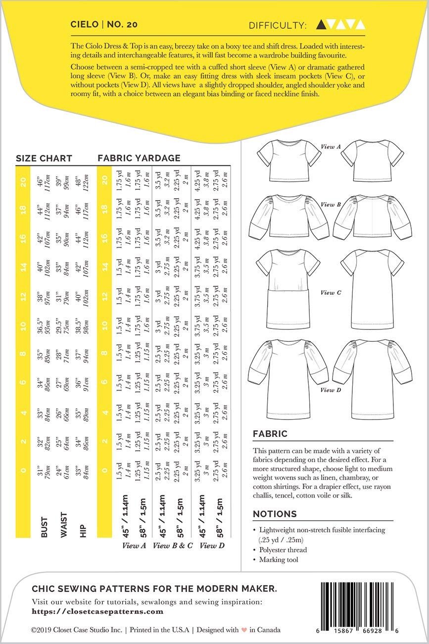 Closet Case - Cielo Top + Dress Pattern