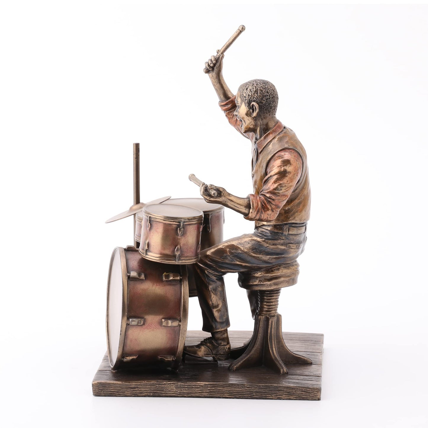Veronese Design 8" Jazz Band Drummer Resin Figurine Bronze Finish Statue