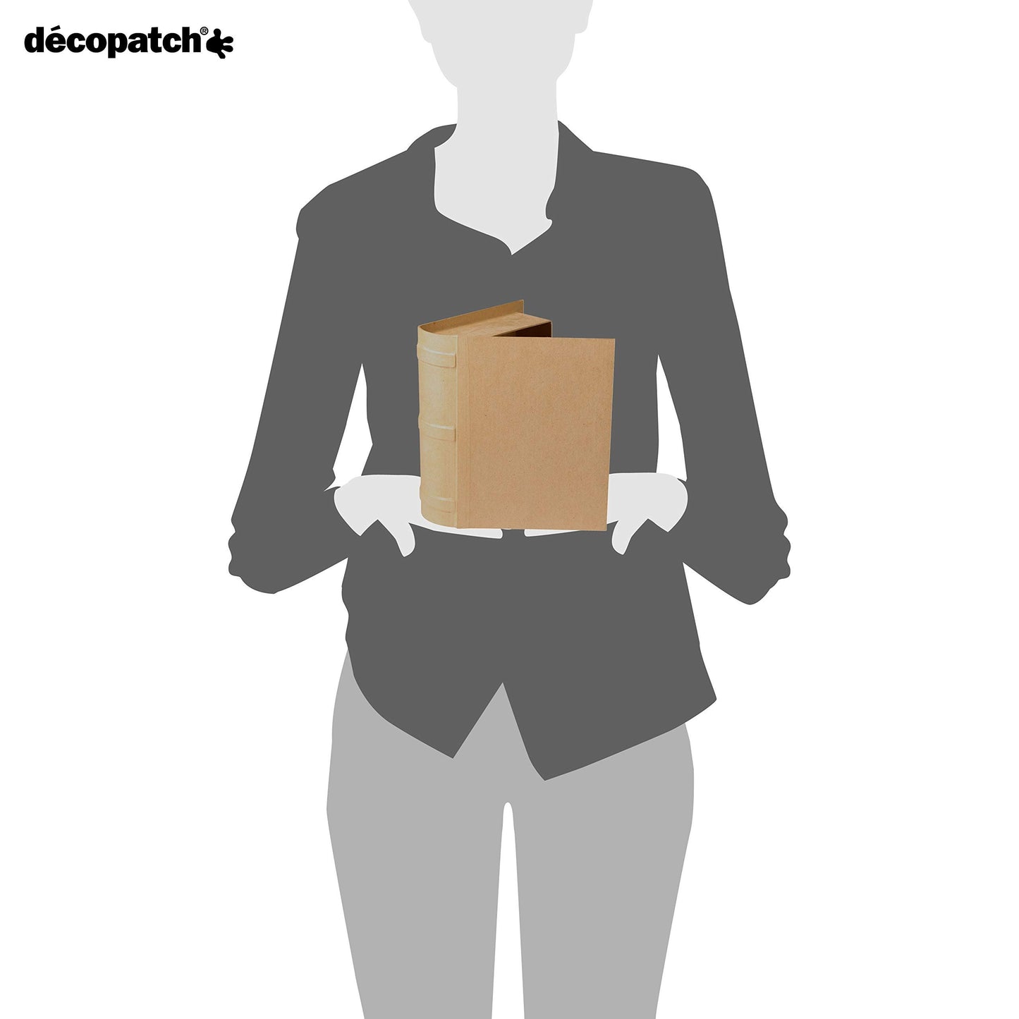 Décopatch - Ref BT070C - Book Shapes Box - Papier Maché Object to Decorate - 17 x 10 x 12cm - Decorate Papers & PaperPatch Glue, Glitter, Paints, Brown
