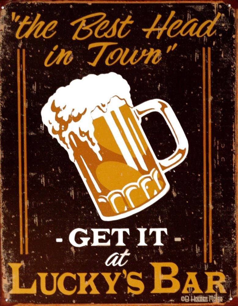 Lucky's Bar Tin Sign 13 x 16in