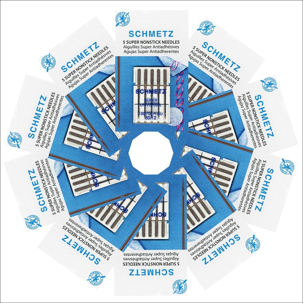 50 Schmetz Super Nonstick Sewing Machine Needles - Size 80/12 - Box of 10 Cards