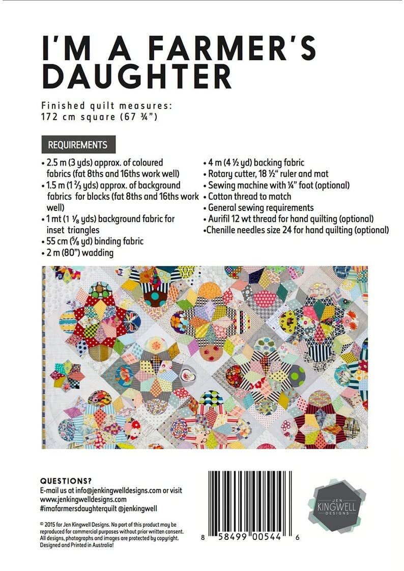 Jen kingwell Designs I'm a Farmers Daughter Quilt Pattern and Acrylic Templates