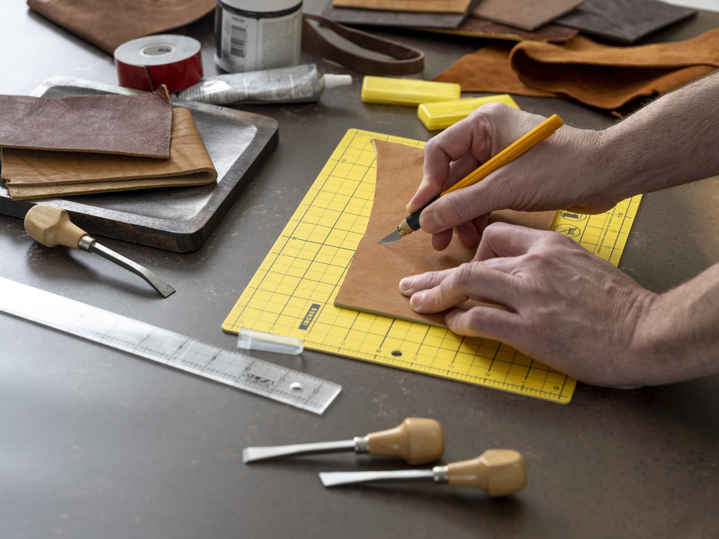 OLFA 9" x 12" Self Healing Double Sided Cutting Mat (CM-9X12-01/YEL) - Double Sided 9x12 Inch Cutting Mat with Grid (Yellow)