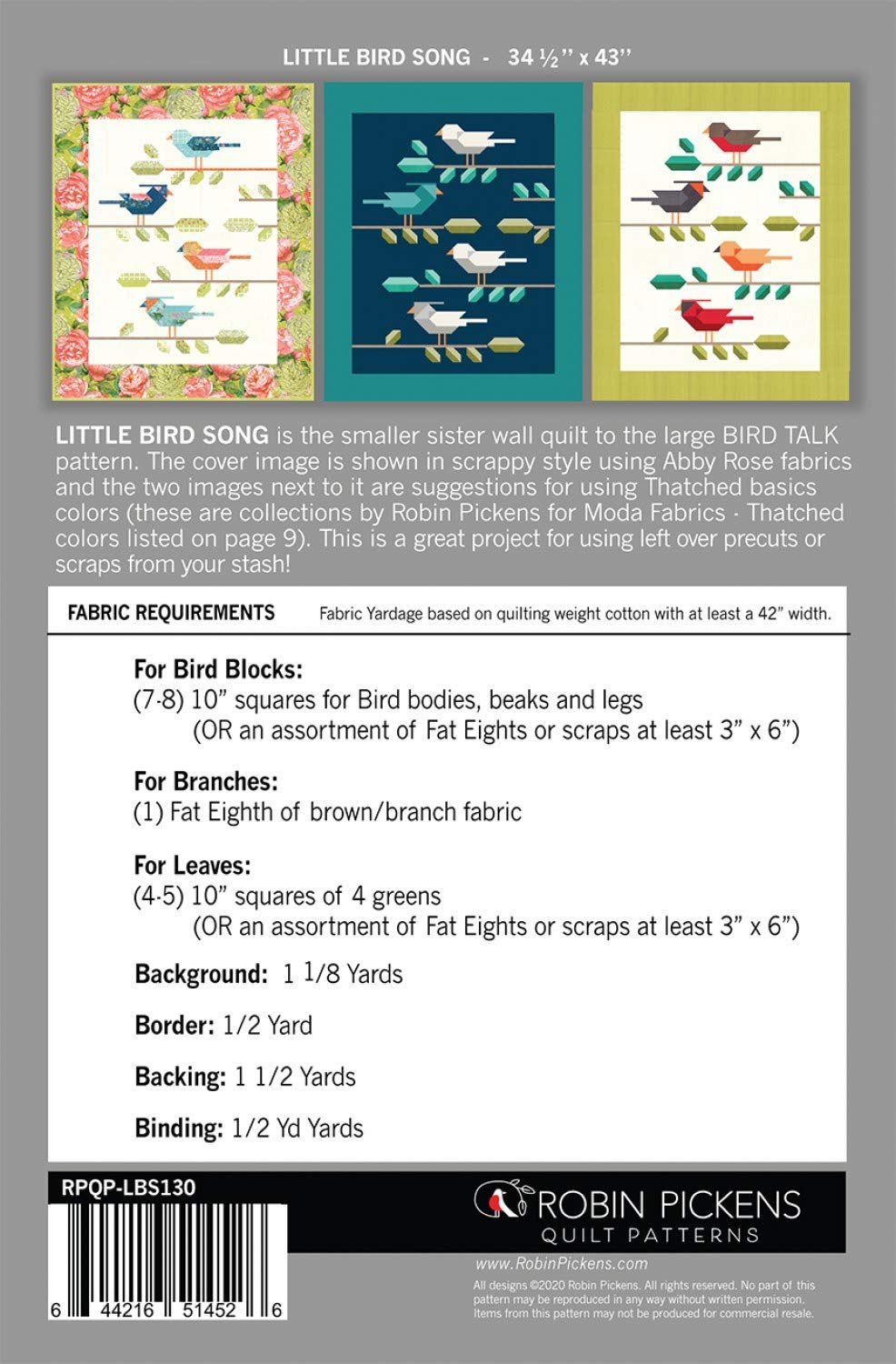 Robin Pickens Inc Little Bird Song Pattern, None
