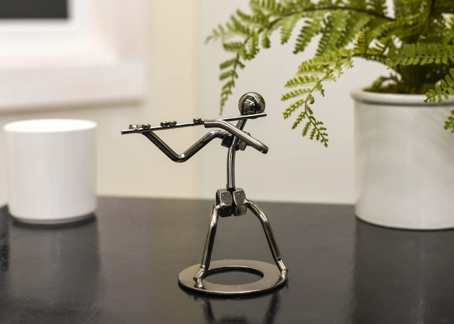 Broadway Gifts Co Silver Tone Polished Flutist 6 inch Metal Table Top Figurine