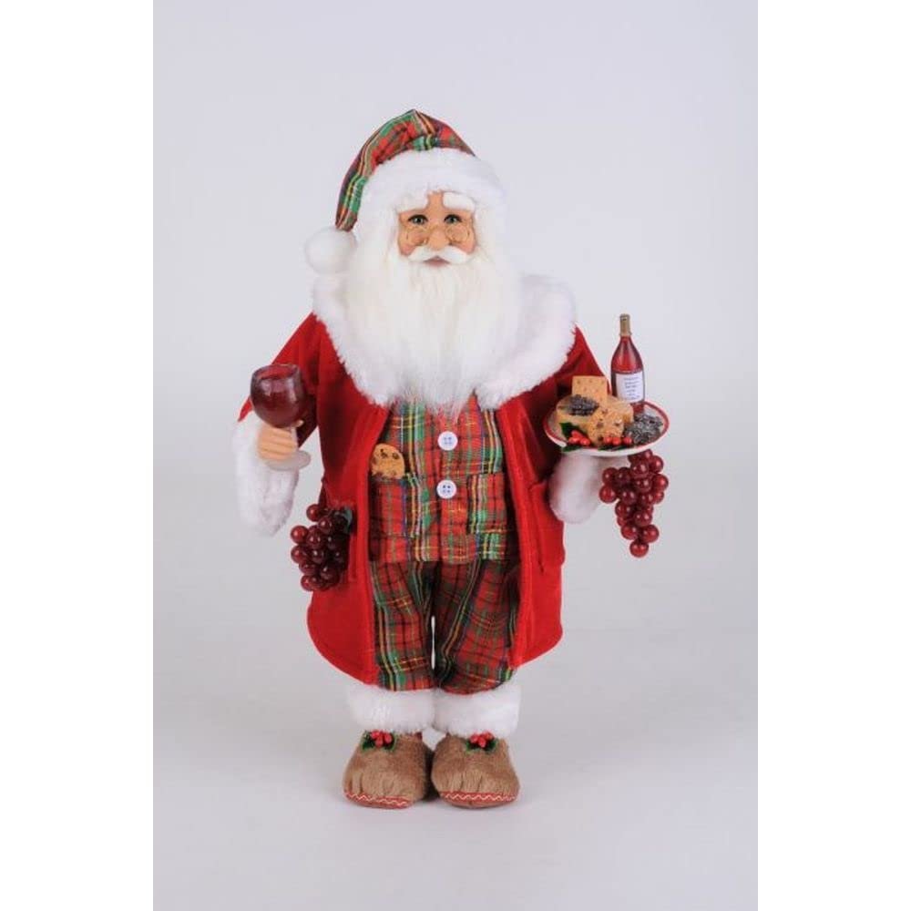 Karen Didion Midnight Snacking with Wine Santa Figurine