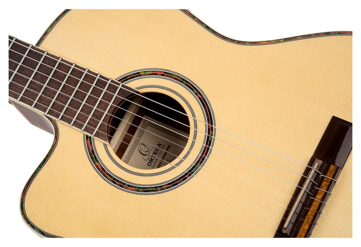 Ortega Guitars 6 String Family Series Pro Left-Handed Solid Top Acoustic-Electric Nylon Classical Guitar w/Bag, Full (RCE141NT-L)