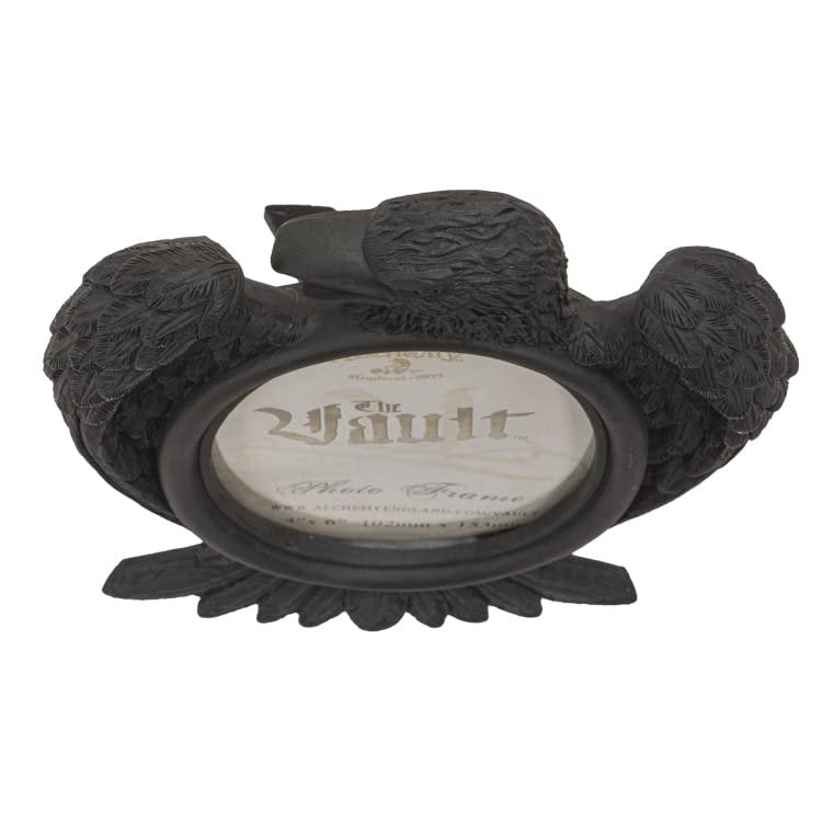 Pacific Giftware Black Raven Picture Frame, 8.86-inch Height, Resin, Holds 4x6 Photo, Black, Home Décor, Tabletop Décor, Halloween