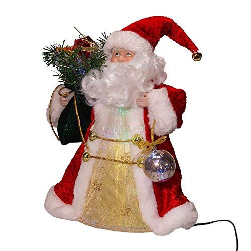 Kurt Adler 12-Inch CUL Fiber Optic LED Santa Treetop