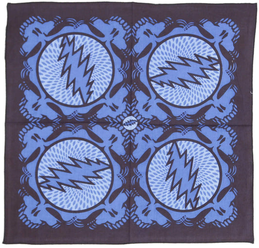 Sunshine Joy Grateful Dead Spin Yr Face SYF Bandana 22x22 Inches (Blue)