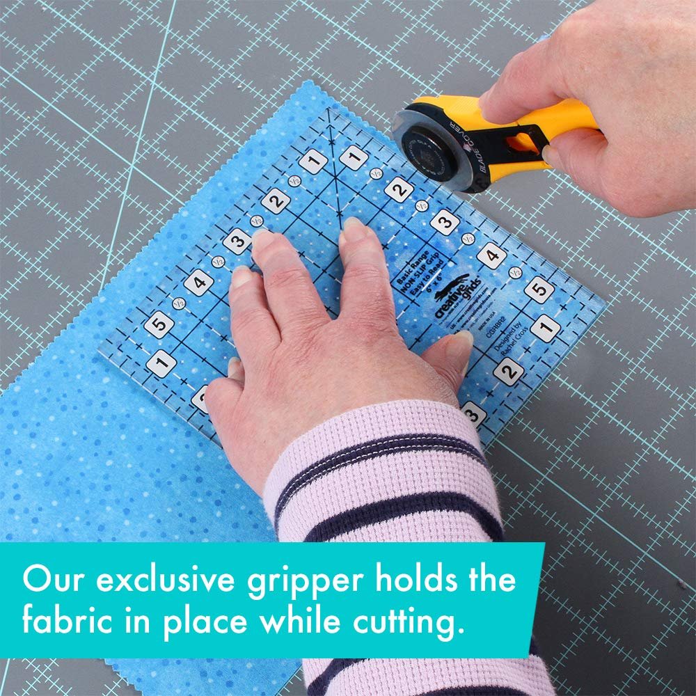 Creative Grids Basic Range 6in x 6in Square Quilt Ruler – CGRBR2 – Made in USA, Non-Slip Grip Acrylic Quilting, Sewing, Crafting, Patchwork Ruler for Measuring & Cutting Fabric