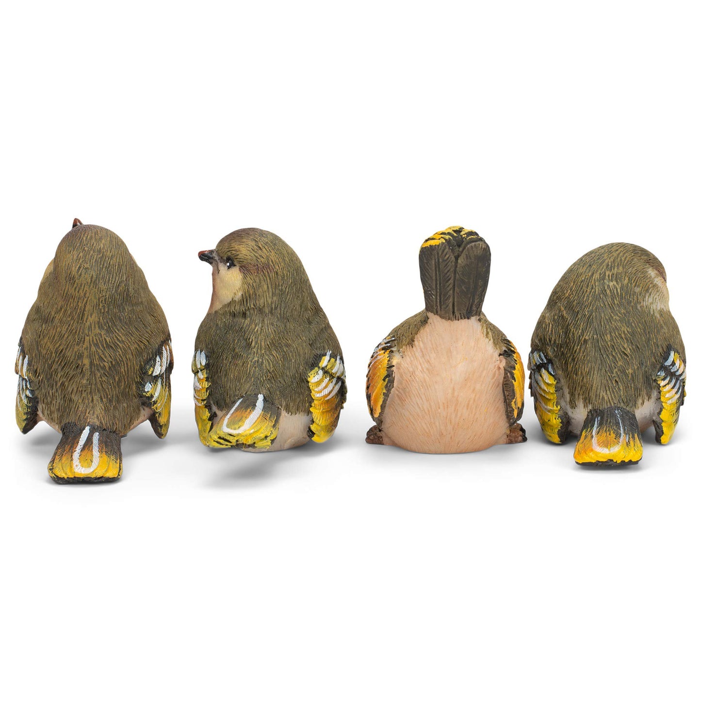 RAZ Imports Striped Wing Bird 2.5 x 2.25 inch Resin Decorative Tabletop Figurine Set of 4, Sage Green