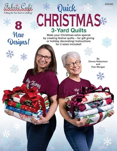 Fabric Cafe Quick Christmas 3-Yard Quilts Pattern - 8 Festive Designs for Lap, Twin, and Queen/King Sizes