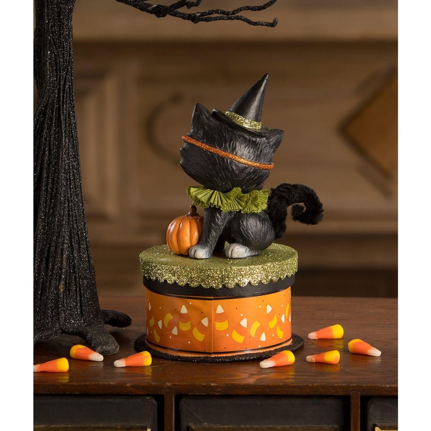 Bethany Lowe Halloween Kitty Binks on Trinket Box, Resin, Multicolor, TL3355