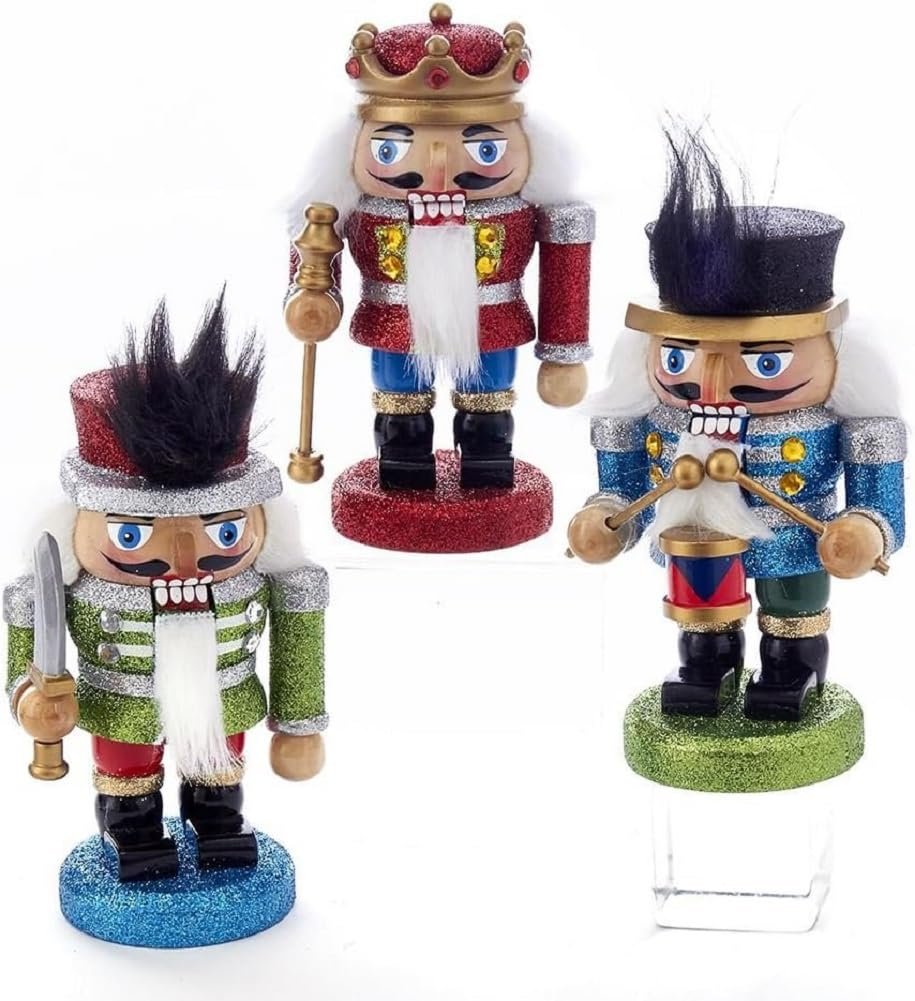 Kurt Adler 5-Inch Wooden Red, Green and Blue Chubby Nutcrackers