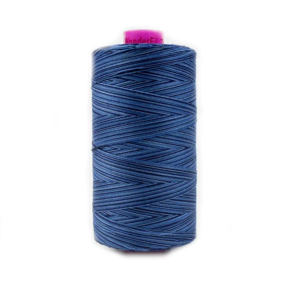 WonderFil Specialty Threads Tutti, Blue Night, 50wt double gassed Egyptian cotton, in variegated colors