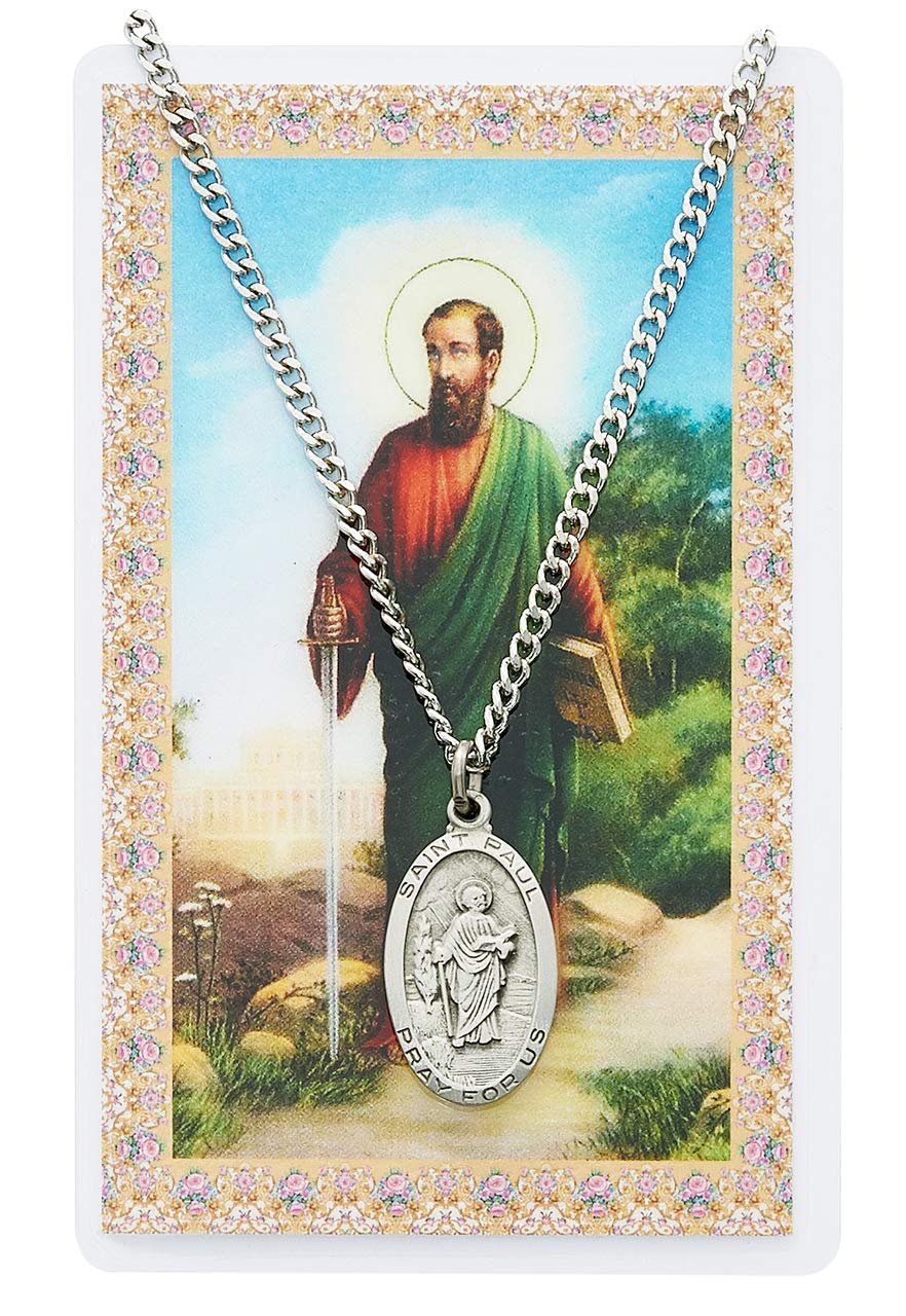 St Paul Prayer Card With Medal Patron Saint Catholic Christian Pendant Charm