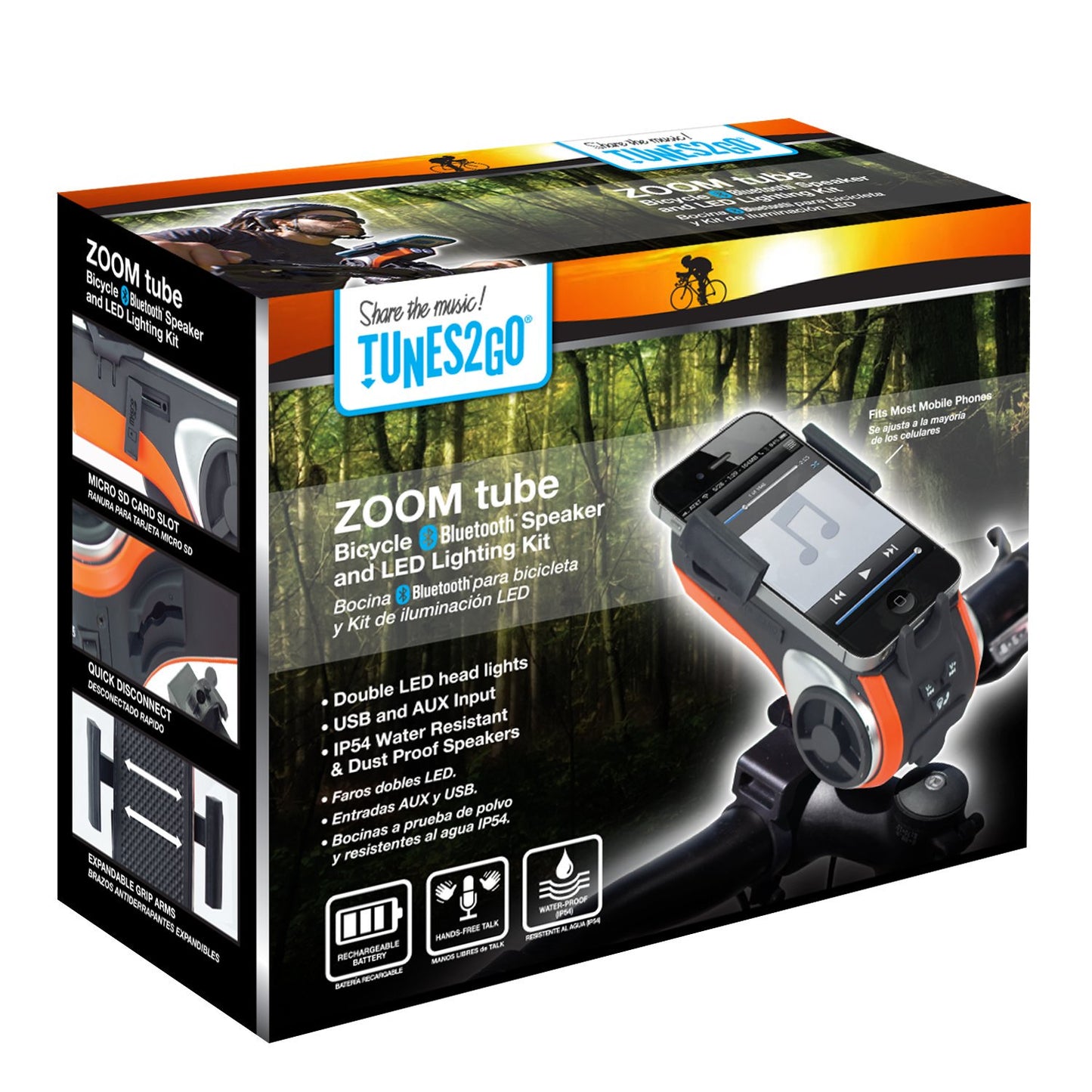 SONDPEX E-Bike & Bicycle Phone Holder with Bluetooth Speaker and LED Spotlight, Waterproof, Shock Resistant
