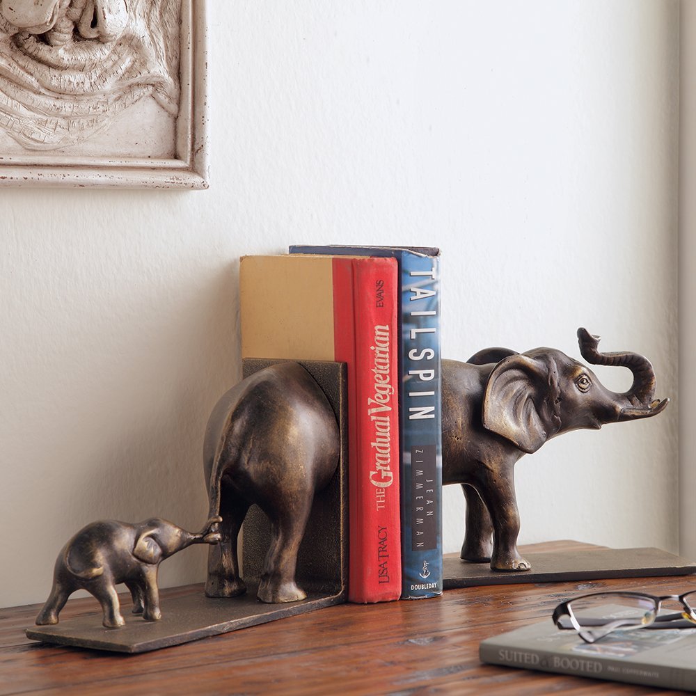 Elephant and Baby Bookends