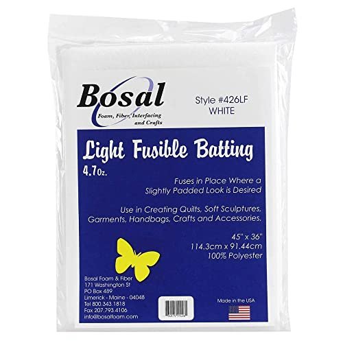 Bosal Single Side Fusibl Batt 45" x36 Batting, White