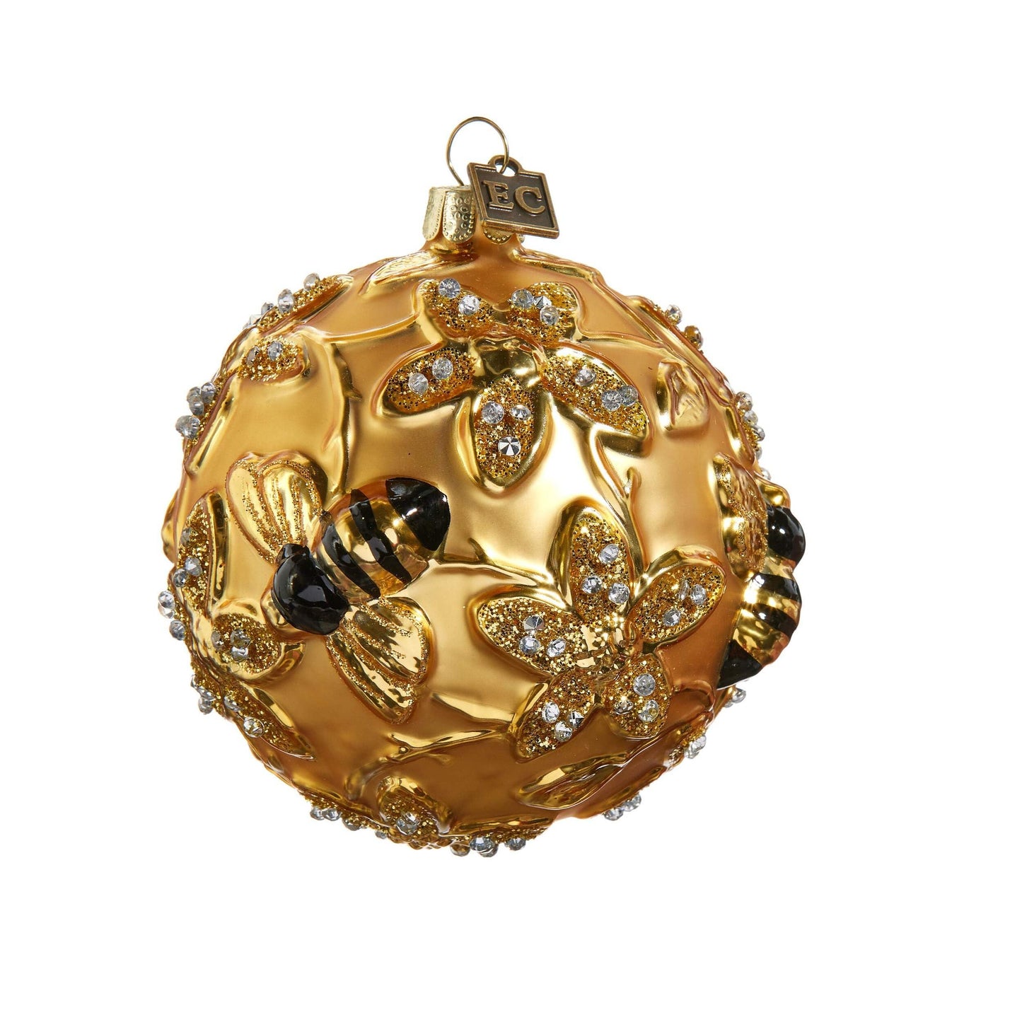 Raz Imports EC Gilded Bee Ball Ornament, 3.5-inch Height, Gift, Home Décor, Any Occasion