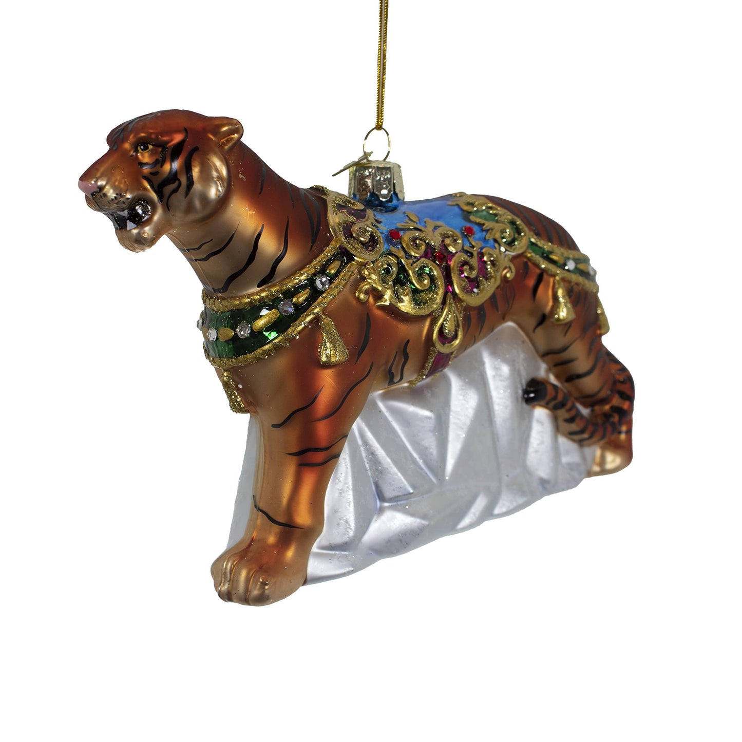 Kurt Adler 6.5-Inch Bellissimo Glass Tiger Ornament