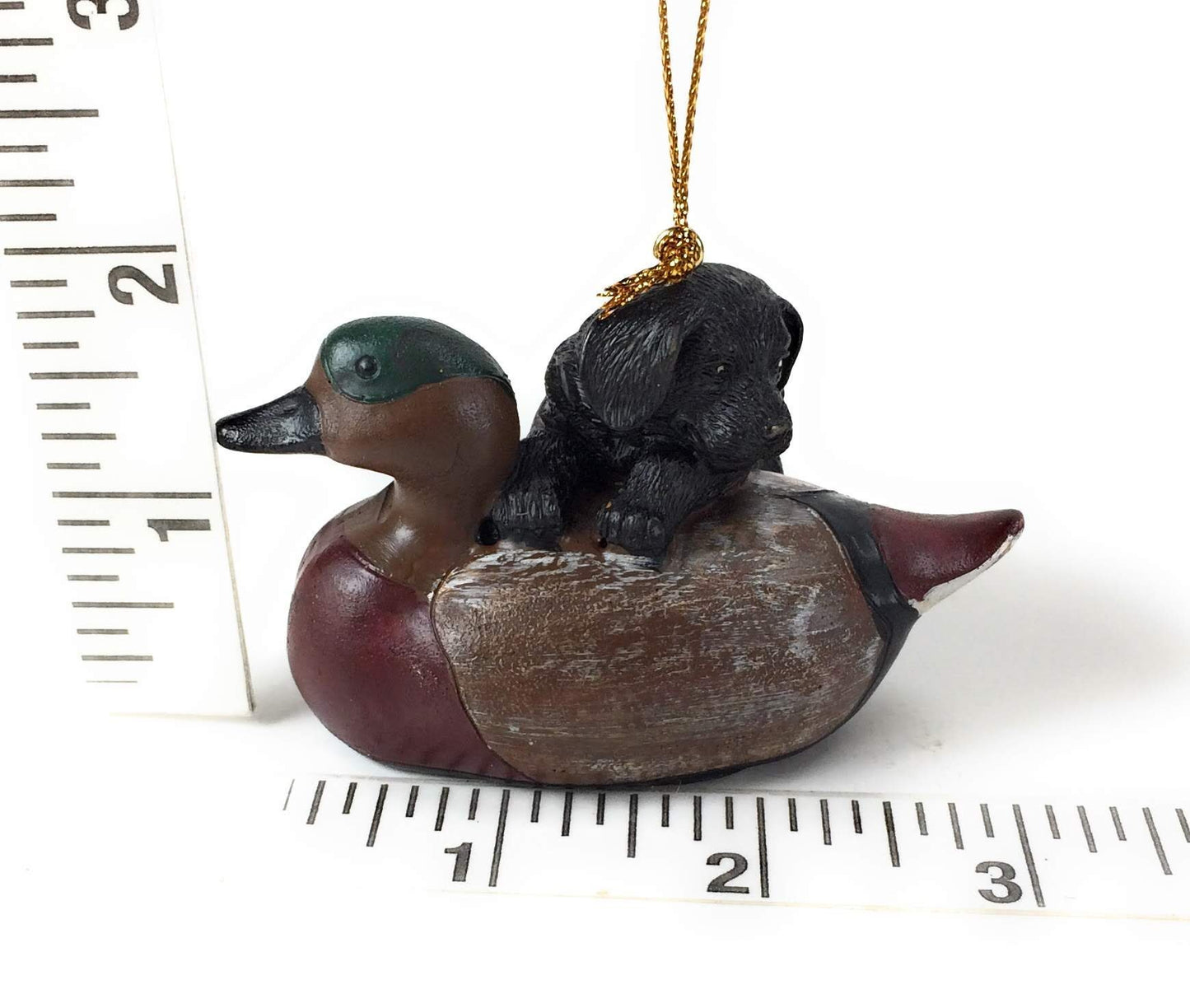 Kurt Adler Puppy W/Duck Decoy Ornament - 3 Assorted: Brown, TAN and Black