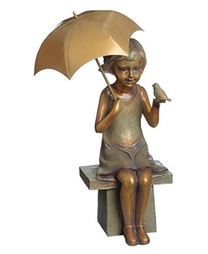 Roman - Girl on Bench Statue, 17.25" H, Garden Collection, Resin and Stone, Decorative, Gift, Home Outdoor Decor, Durable, Long Lasting, Unique Design