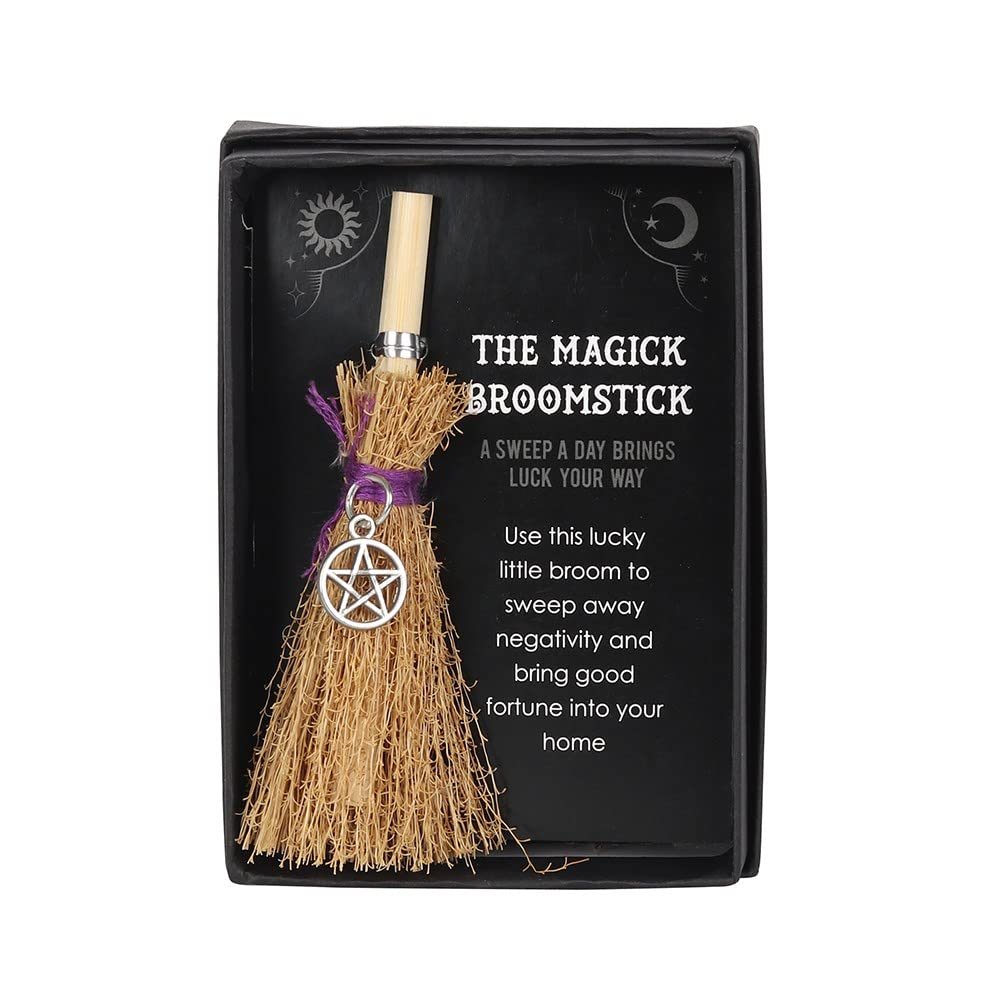 Pacific Giftware Pentacle Mini Magick Broomstick Lucky Charm in Gift Box 4.33” Tall
