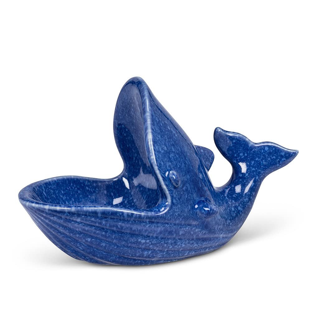 Abbott Collection 27-MOBY-131 Ceramic Whale with Open Mouth Bathroom Soap Dish, 6.5" L
