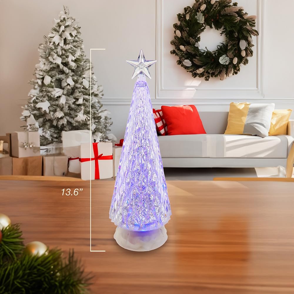Kurt Adler 13.6-inch Battery Operated RGB Color Changing Christmas Tree with Water