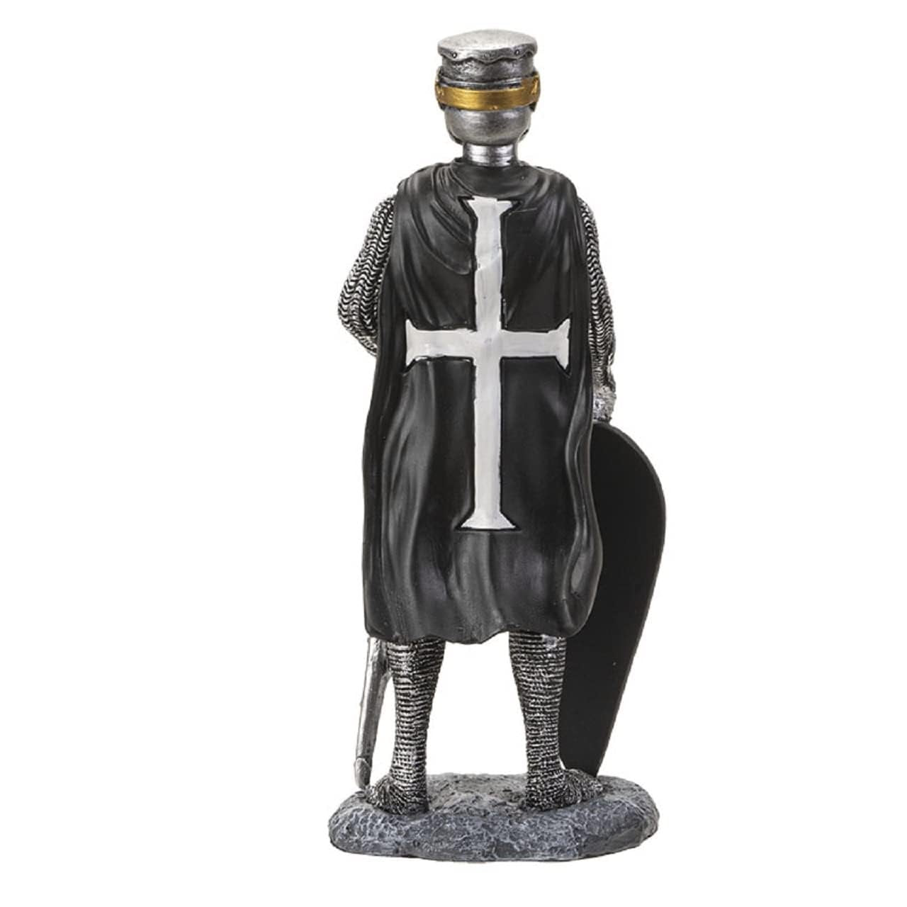 Pacific Trading Crusader Knight with Shield Figurine 8 Inch Black