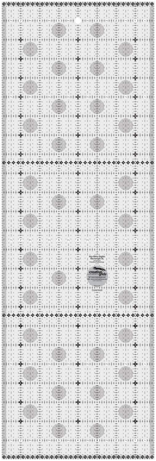 Creative Grids Itty-Bitty Eights Rectangle XL 8in x 24in Quilting Ruler – CGRPRG5 – Made in USA, Non-Slip Grip Acrylic Quilting, Sewing, Crafting, Patchwork Ruler for Measuring & Cutting Fabric