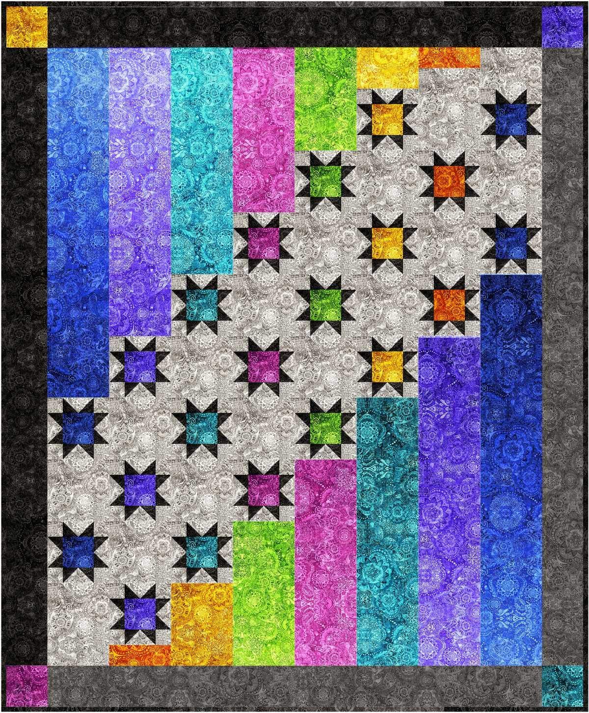 Bound To Be Quilting Quilt Pattern - Aurora Nights (56" x 68")