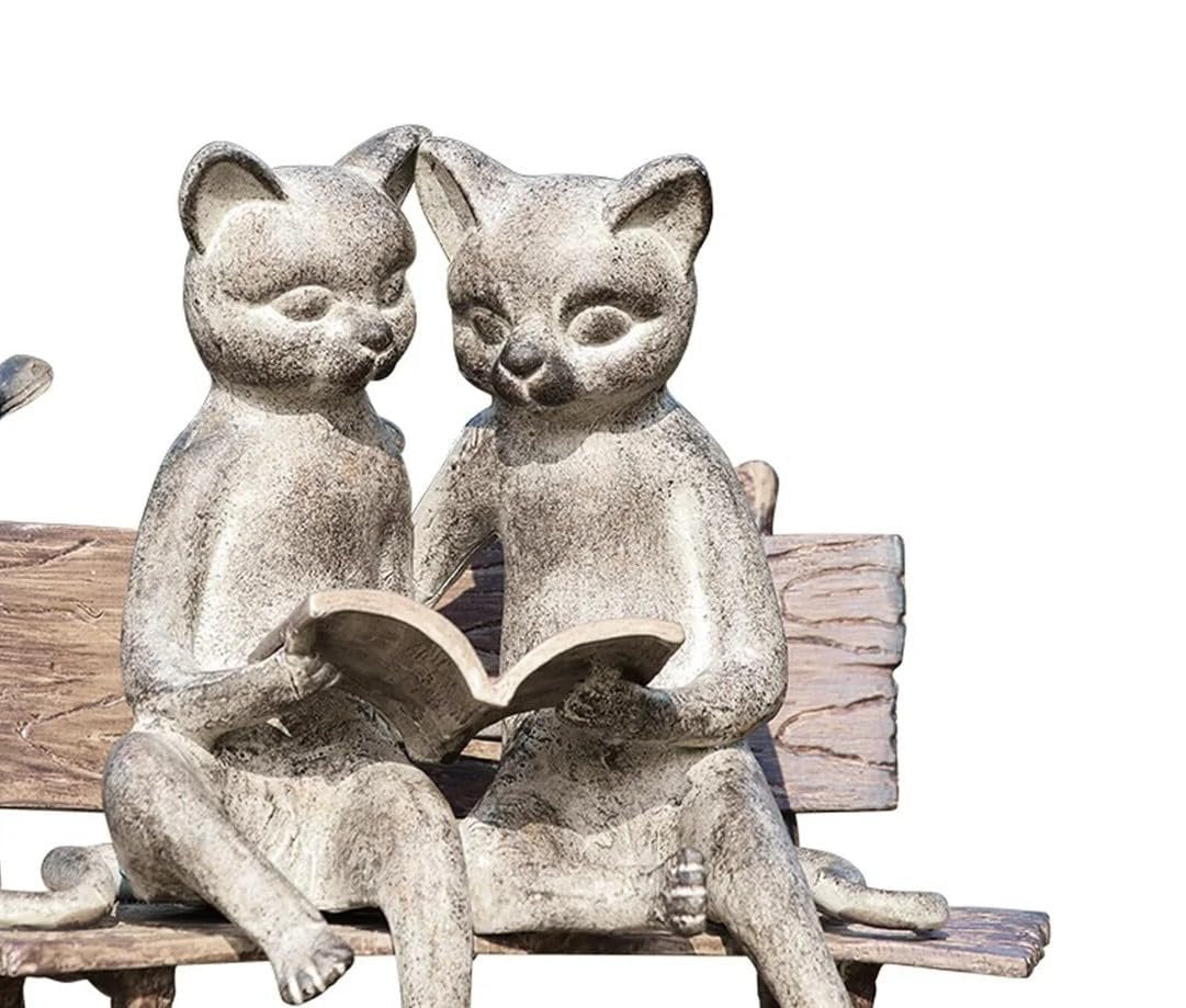 SPI Home 33675 Reading Cats on Bench Garden Stake