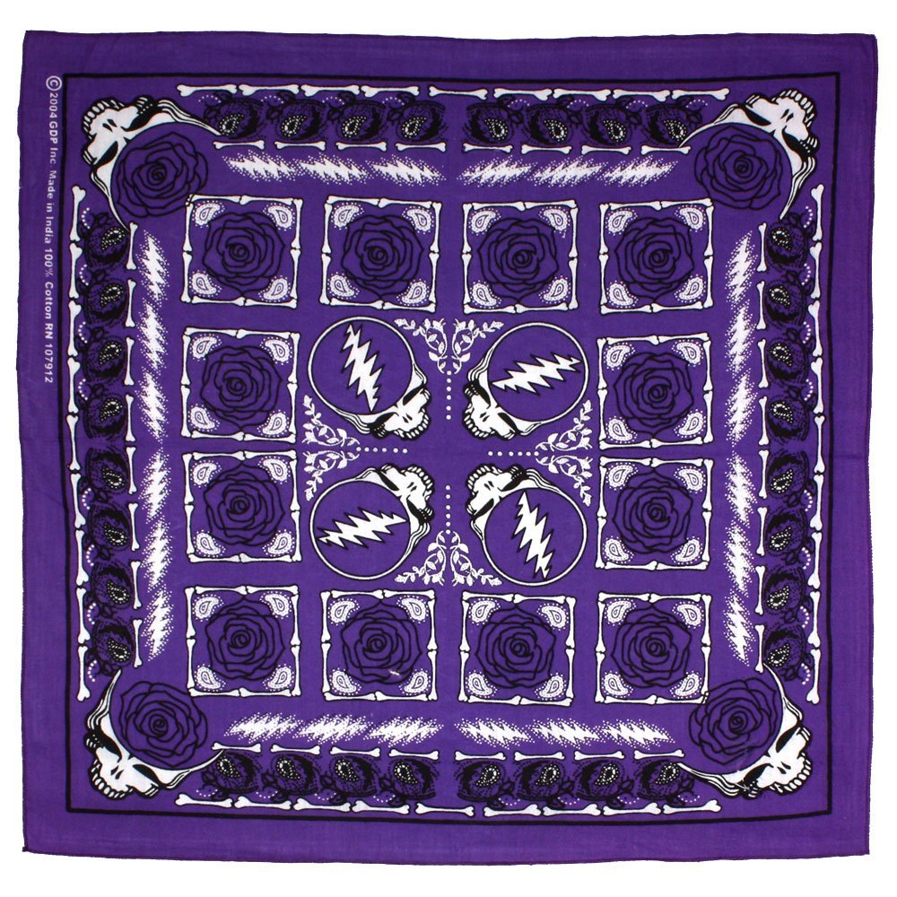 Sunshine Joy Grateful Dead Skull & Roses Bandana Grey