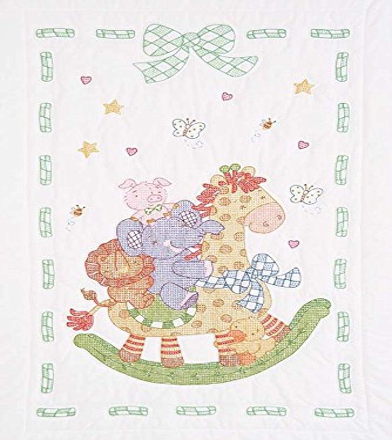 Jack Dempsey Needle Art Giraffe & Friends Crib Quilt Top