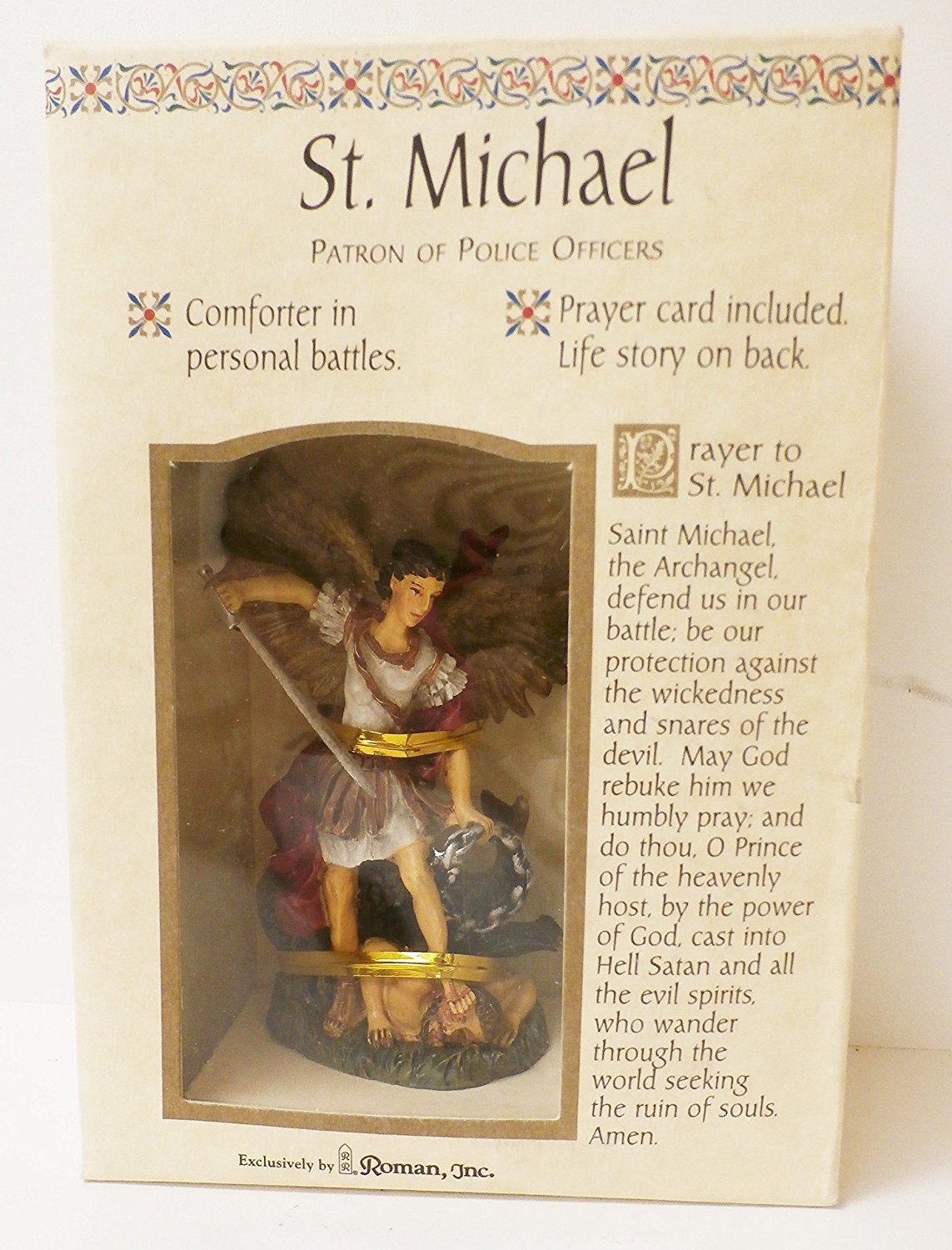 Roman Giftware Inc., Patrons & Protectors, 3.5" H ST Michael Figure,Religious, Inspirational, Durable (5x2x3)