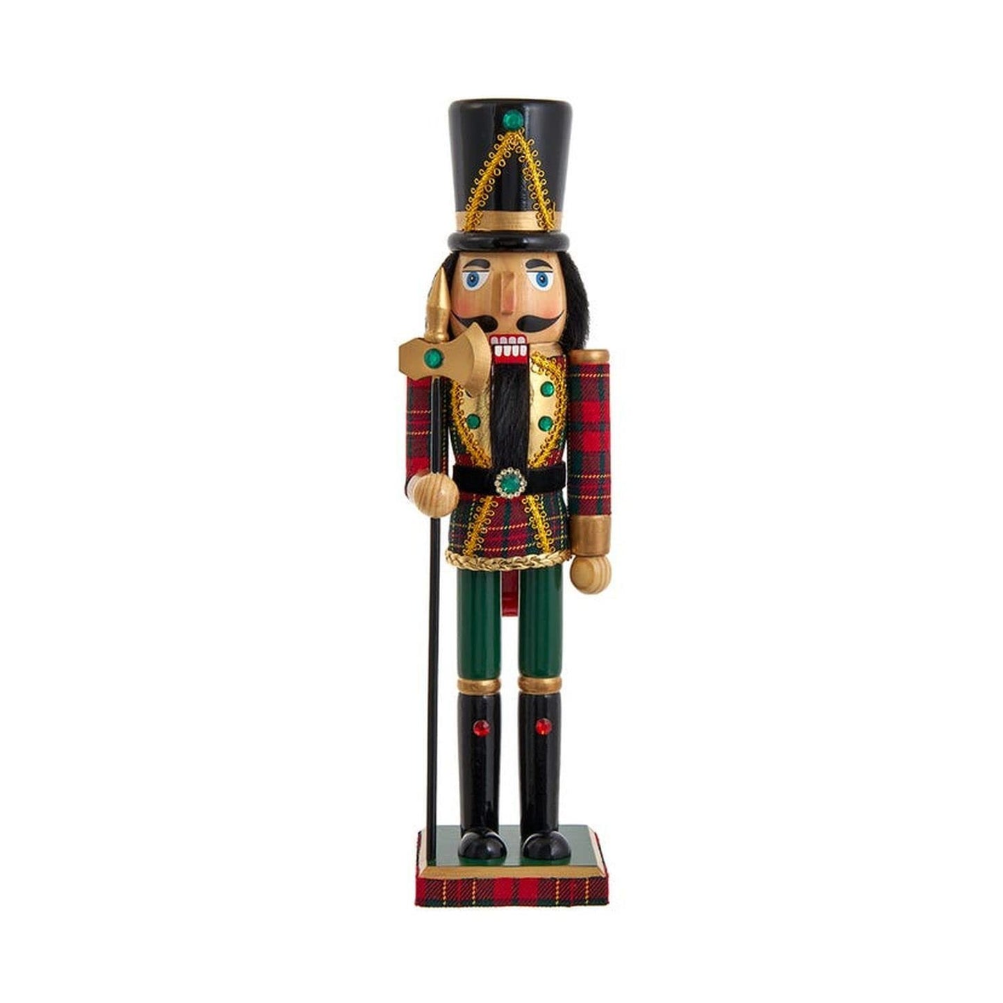 Kurt Adler 15-Inch Wooden Green and Red Plaid Soldier Nutcracker