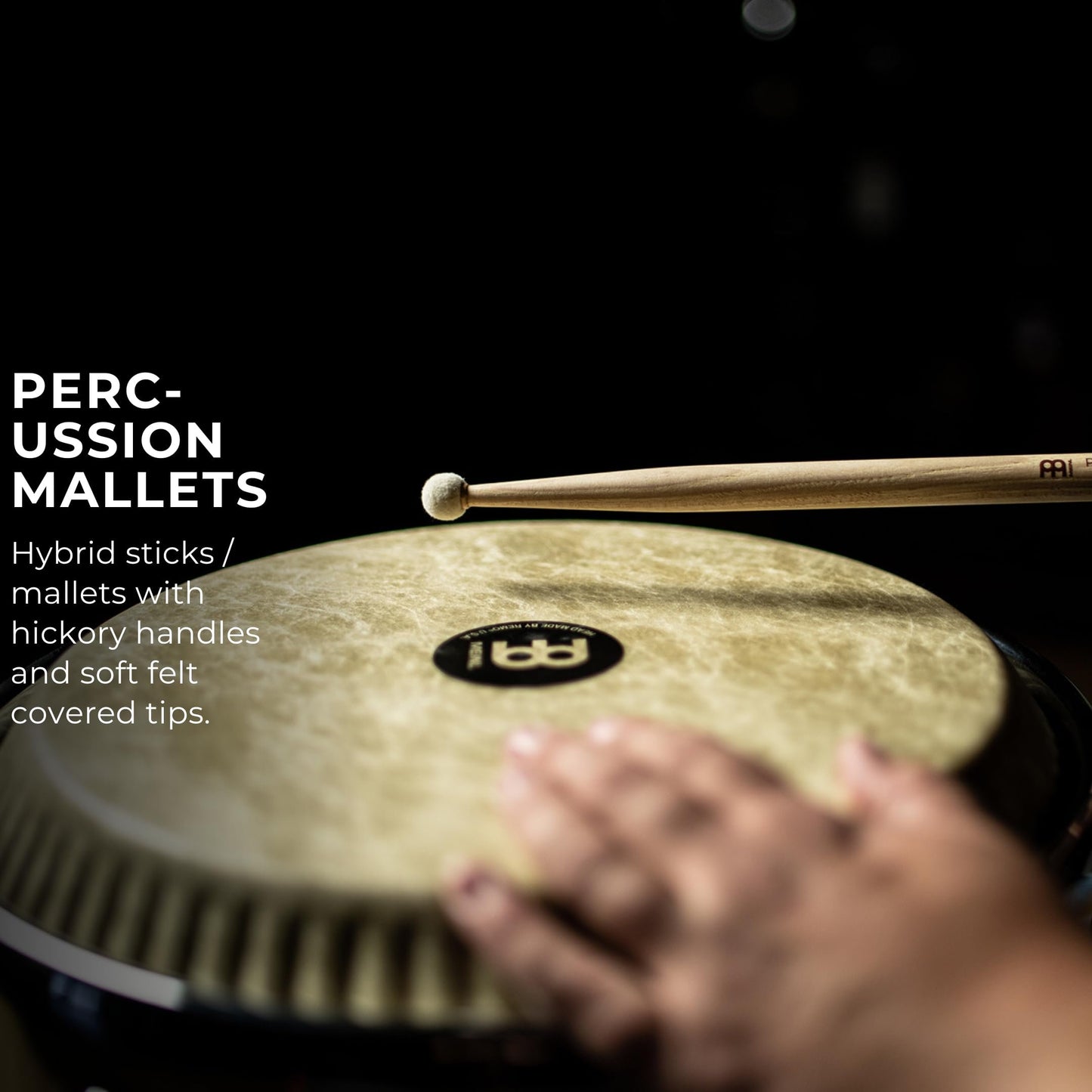 Meinl Stick & Brush Percussion Mallet with American Hickory Drumstick-Style Handle, Round Felt Tip-Made in Germany (SB116)